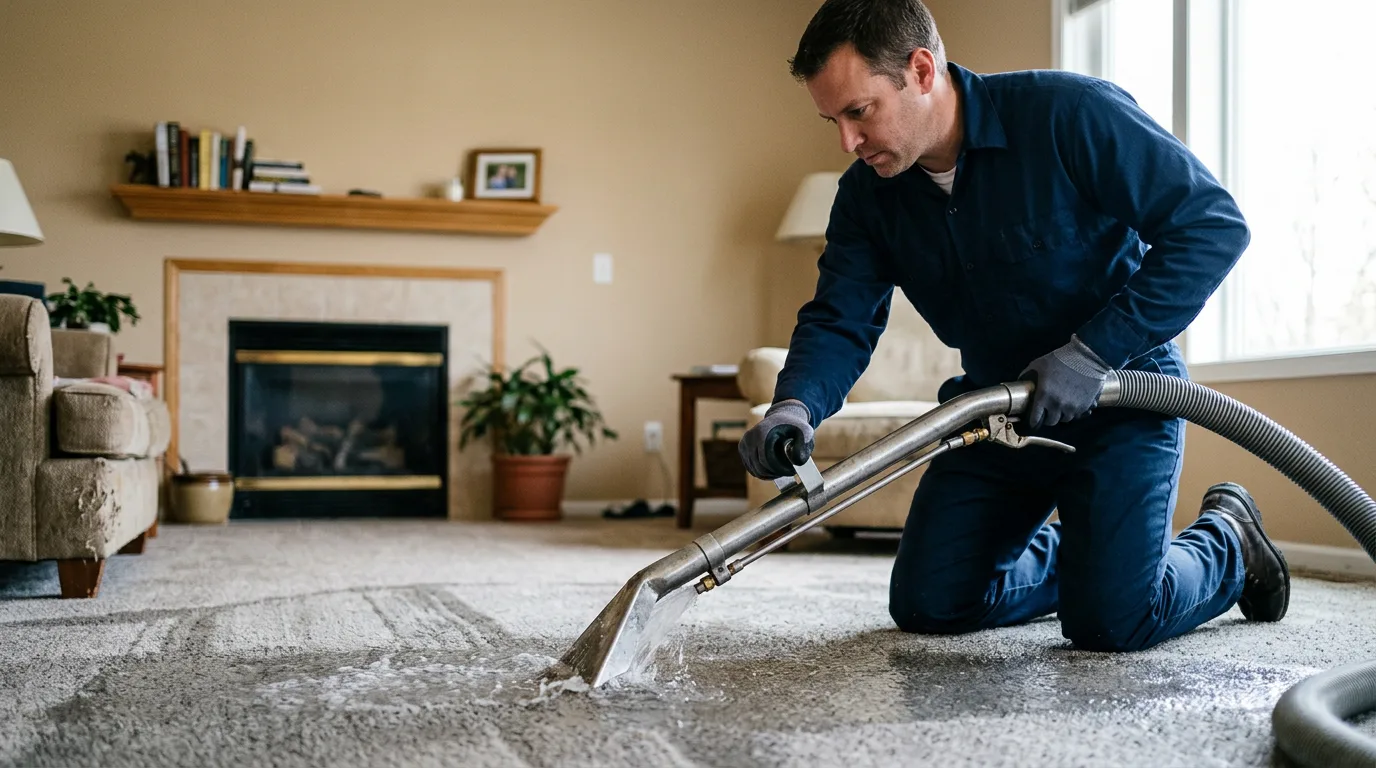 Water damage restoration technician working near Trenton, ND